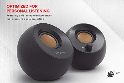 Creative Pebble Modern 2.0 USB powered Compact Speaker Sound System with Clear Sound for Computer, PC, Laptop, Mac - White