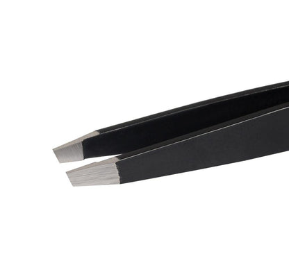 Abdul of Sialkot Tweezers for Eyebrows - 1 Pack Slant Tip Professional Stainless Steel Eyebrow Tweezers for Women & Men - Great Precision on Brow, Facial Hair & Ingrown Hair (Black)