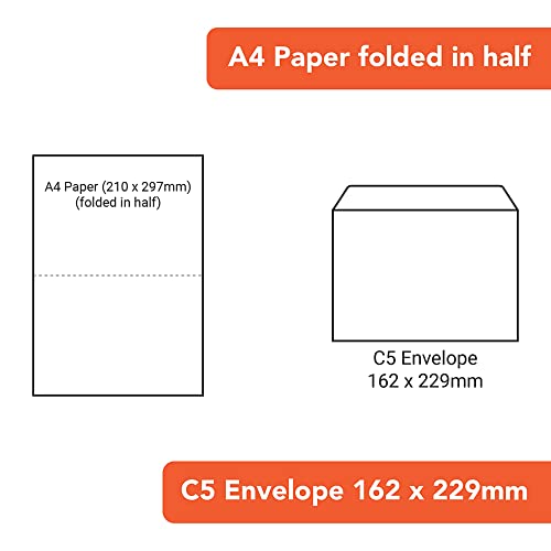 - Postmaster A5 C5 Envelopes | 229 x 162 mm | 90 GSM Self Seal | White | 200 Pack -