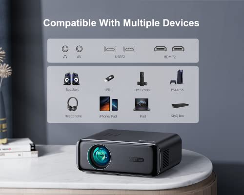 - Auto Focus & Keystone Projector, 26000 Lumen WiFi 6 Bluetooth Full HD 1080P