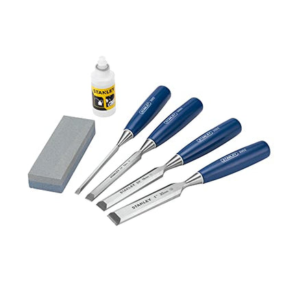 - STANLEY 4 Piece Chisel Set | Includes 6 12 18 25 mm | High Carbon Steel Blade Chisels with Sharpening Stone and Oil -