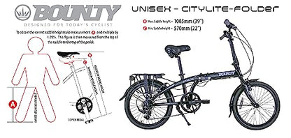Bounty Citylite Folding Bike | Lightweight Aluminium Frame | 6 Speed Shimano Gears with Revo Shifters | ideal for Commuting | Folding Bike | Adult Bike
