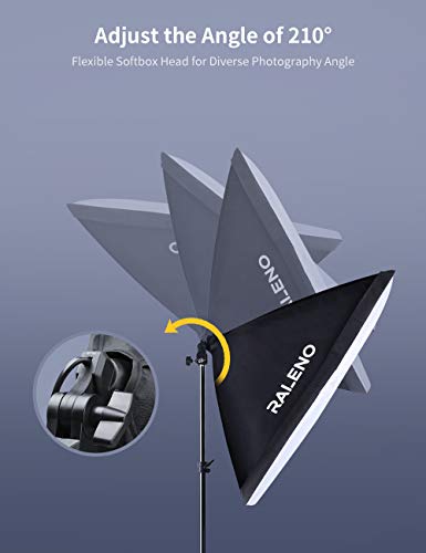 - RALENO® Softbox Lighting Kit | 2×20’’×20’’ Photography Studio Lighting with 50W 5500K LED Bulbs -
