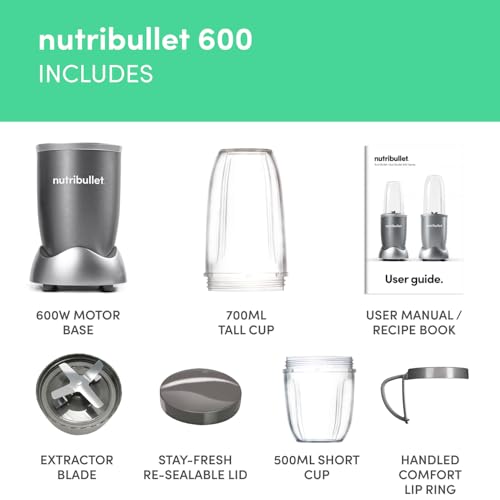 -Nutribullet Blender 600 Series | Powerful 20,000 RPM Extractor Blends Frozen Fruit, Nuts & Ice -