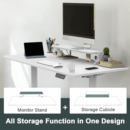 - TRIUMPHKEY | 120x60cm Height Adjustable Standing Desk | Monitor Shelves | Storage Desk -