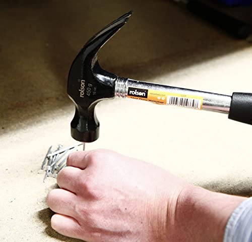 - Rolson 10339 | 16 oz | Claw Hammer Tubular Steel | Silver Black -