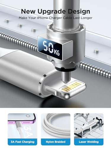 Aioneus iPhone Charger Cable 2M, MFi Certified Lightning Cable Fast Charging iPhone Cable Lead Nylon Lightning to USB Cable for iPhone 14 13 12 11 Pro Max XS XR X 8 7 6 Plus 5 SE