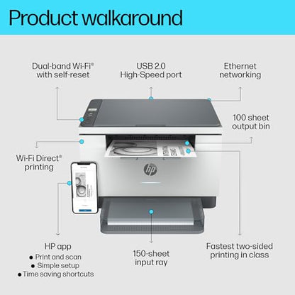 - HP LaserJet M234dw Wireless Black & White Multi-function Printer -