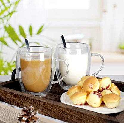 - LIBWYS 6 Pack Double Walled Coffee Cups Glasses Mugs | Cappuccino Latte Tea Cups with Handle -
