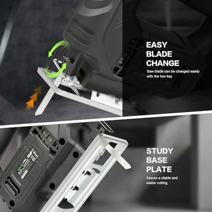 - GALAX PRO 400W Variable Speed Jigsaw | 3000 SPM,±45° Bevel Cutting | Lock-on Button -
