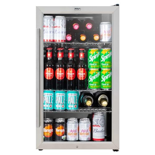 Baridi 85L Under Counter Drinks, Beer & Wine Cooler Fridge with Light, Stainless Steel - DH31