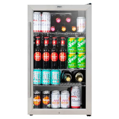 Baridi 85L Under Counter Drinks, Beer & Wine Cooler Fridge with Light, Stainless Steel - DH31