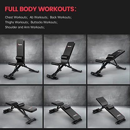 - PASYOU Adjustable Weight Bench with Spine Support | Weight Bench Foldable 90 Degree -