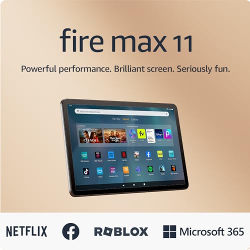 Amazon Fire Max 11 tablet, our most powerful tablet yet, vivid 11" display, octa-core processor, 4 GB RAM, 14-hr battery life, 64 GB, Grey, with Ads