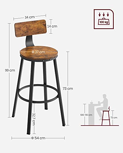 - VASAGLE Bar Stools, Set of 2 Tall Bar Stools -