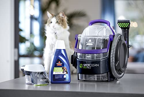 BISSELL SpotClean Pet Pro | 750W Portable Carpet Cleaner | Removes Spills, Stains and Pet Messes | includes Pet Stain Trapper Tool | Cleans Carpets, Upholstery & Car | 15588 | 2.8L | Black/Purple