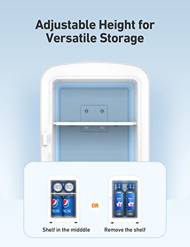 AstroAI Mini Fridge 4 Litre, 6 Can Portable AC+DC Power Cooler, for Bedrooms, Cars, Offices; Skincare, Makeup, Cosmetics, Food (Black)