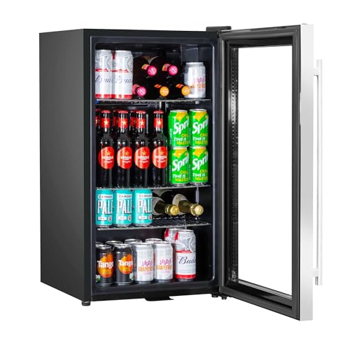 Baridi 85L Under Counter Drinks, Beer & Wine Cooler Fridge with Light, Stainless Steel - DH31