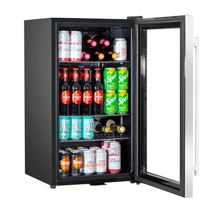 Baridi 85L Under Counter Drinks, Beer & Wine Cooler Fridge with Light, Stainless Steel - DH31