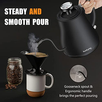 - Electric Gooseneck Kettle | 0.8 Litre 100% Stainless Steel Pour Over Kettle | Coffee Brew Kettle -