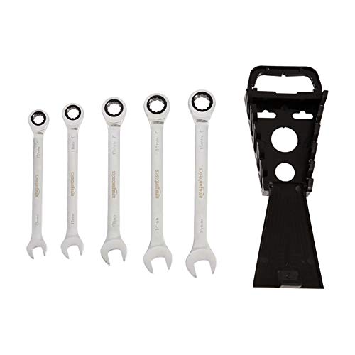 Amazon Basics Ratcheting Wrench Set - Metric, 5-Piece