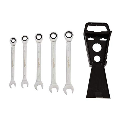 Amazon Basics Ratcheting Wrench Set - Metric, 5-Piece
