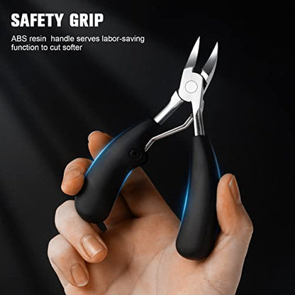 BEZOX Precision Toenail Clippers for Thick or Ingrown Toenails- Podiatrist Toenail Clippers - Professional Large Nail Clipper Grooming Tool - W/Metal Box/Spare Spring