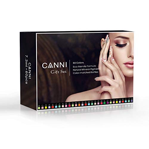 CANNI Gel Polish Kit 60pcs/set of 7.3ml Manicure Nail Art Salon UV Gel 18ml Peel Off Base Coat Long Wear Nowipe Topcoat