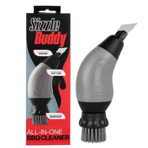 - Sizzle Buddy BBQ Brush with Scraper | Stainless Steel BBQ Cleaning Brush -