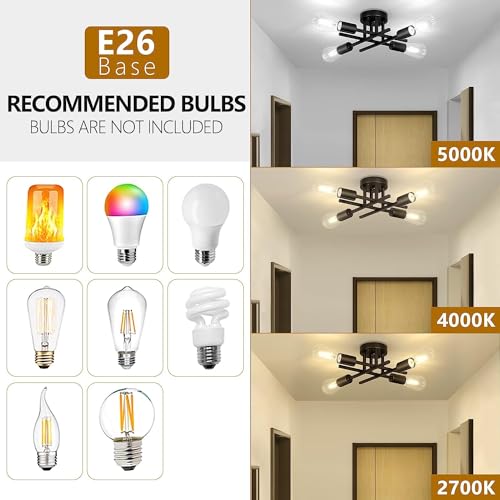 - Licperron Vintage Ceiling Light | Vintage Semi Flush Mount | 4 Light Ceiling Light -