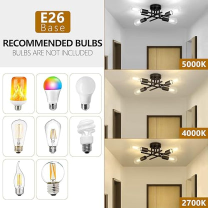 - Licperron Vintage Ceiling Light | Vintage Semi Flush Mount | 4 Light Ceiling Light -