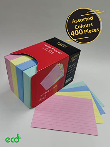 - Eastlight A6 Ruled Index Record Card | Assorted Colours | Pack of 400 -