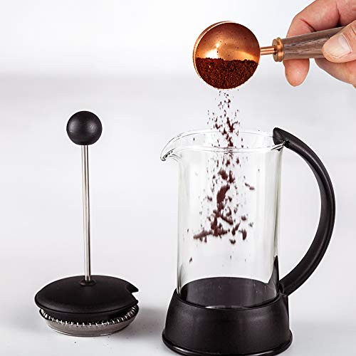 - Easyworkz Retro Stainless Steel Coffee Scoop | Black Walnut Handle | 10g Measuring Spoon (Rose gold) -