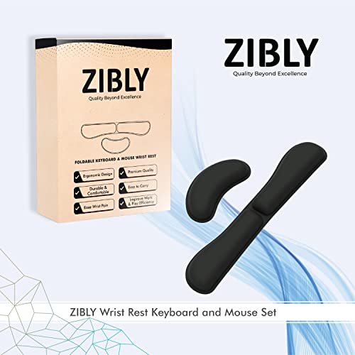 - ZIBLY Wrist Rest Keyboard and Mouse Set - Non-Slip Ergonomic Wrist Cushion Support Pad - Easy Typing, Pain Relief
