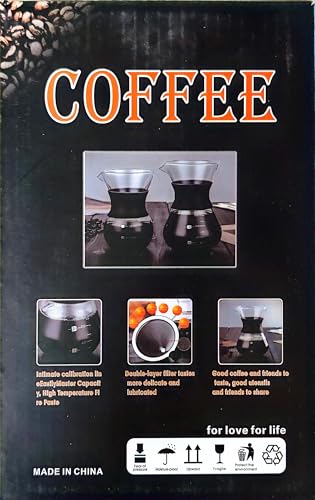 - YunNasi Pour Over Coffee Maker Glass Hand Drip Coffee Brewer Set Coffee Filter Jug with Permanent Filter (400ml)