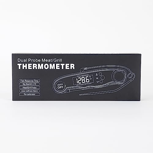 CIRYCASE Meat Thermometers, Fast & Precise Read Food Thermometer with 102cm Wire Probe, Backlight LCD Display, Calibration Function, BBQ Thermometer for Kitchen, Outdoor Cooking, Liquid & Grill