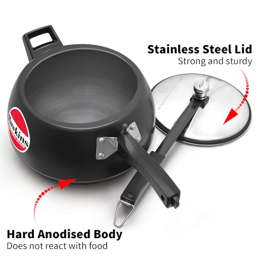 - Hawkins Contura Black 5 Litre Pressure Cooker | Hard Anodized Cooker | Handy Cooker -