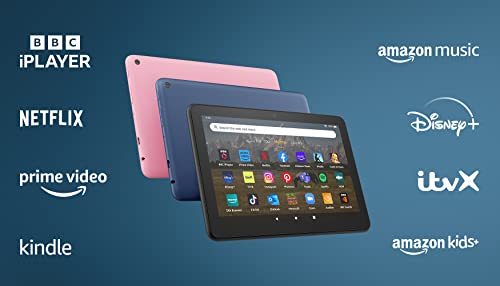 Amazon Fire HD 8 tablet | 8-inch HD display, 32 GB, 30% faster processor, designed for portable entertainment, 2022 release, with ads, Rose