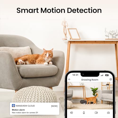 Cinnado WiFi Security Camera Indoor - 2K Pet Dog Cameras House Security with APP for Baby Monitor Home CCTV Wireless 360°, Motion Tracking, Smart Siren, IR Night Vision, Work with Alexa, D1