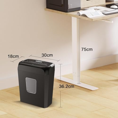 Bonsaii 6 Sheet Cross Cut Paper Shredder, Shreds Credit Cards, Staples, and Clips, Paper Shredder for Home & Small Office Use, Portable Handle Design, 13L Bin (C237-B Upgrade Version)