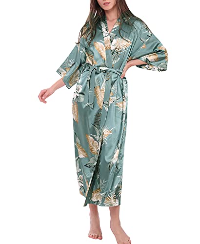 DiaryLook Ladies Kimono Dressing Gowns for Women Long Kimono Robes Satin Long Bridesmaid Robes Floral