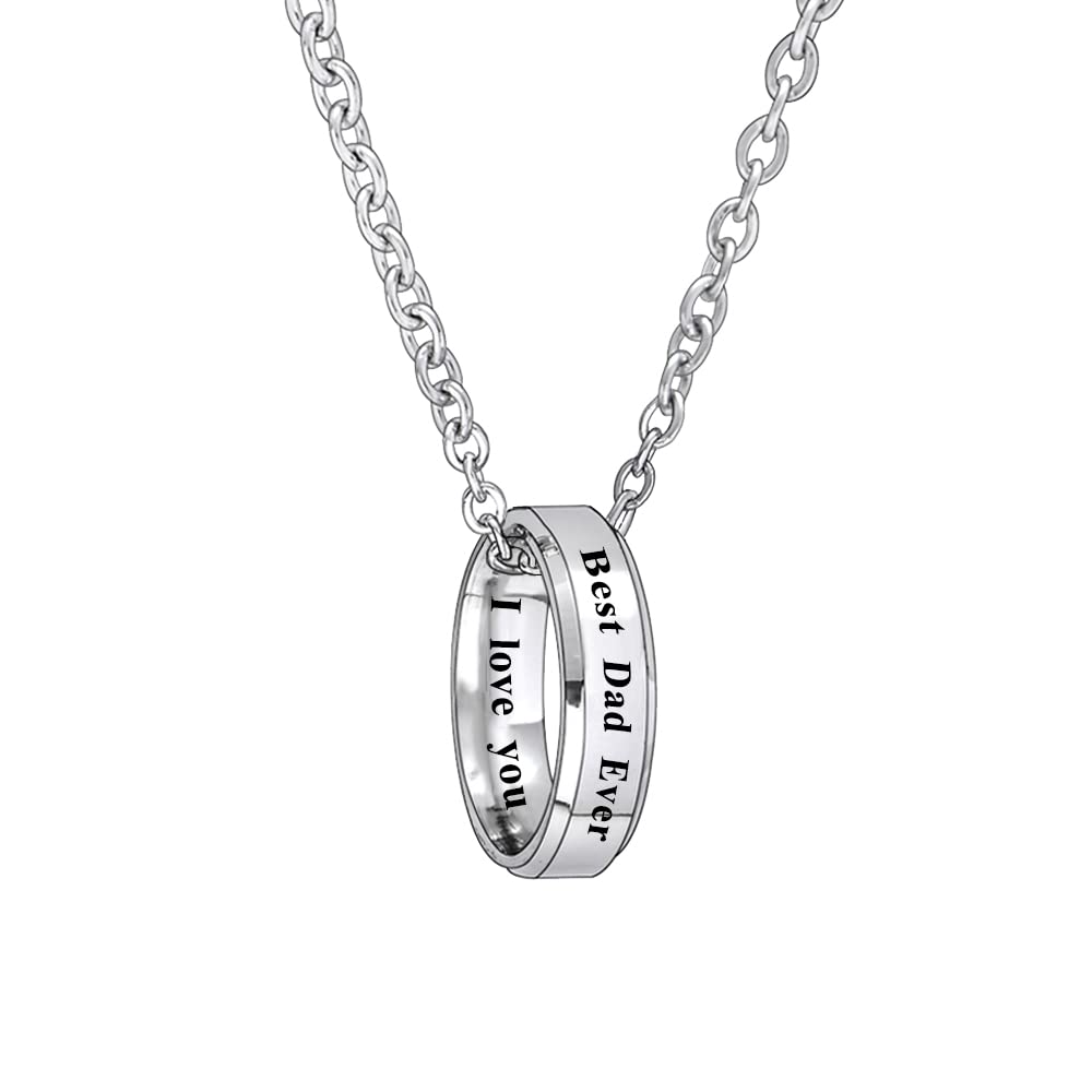 BESPMOSP Best Dad Ever Necklace Dad Gifts From Daughter Son Daddy Necklace Father's Day Gifts Birthday Necklace For Dad… (Best Dad Ever)