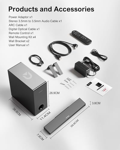 - ULTIMEA Sound Bar for TV with Subwoofer -