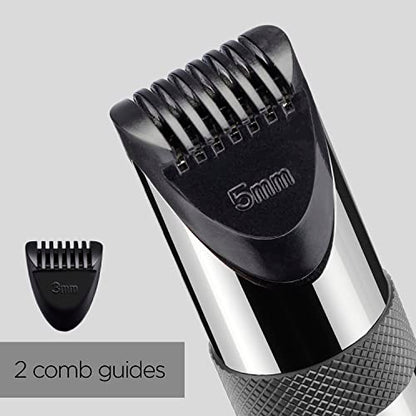 BaByliss Super-X Metal Series Nose Trimmer, Ear Eyebrow Hair Trimmer for Men, Grooming Kit, Gifts for Men (Silver/Grey)