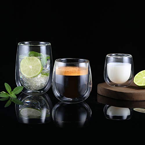 - Glastal Double Walled Espresso Coffee Glass | Glasses for Tea Dessert 100ml (4oz) Set of 2 -
