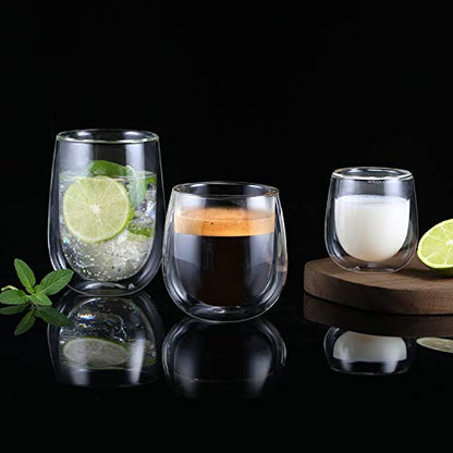 - Glastal Double Walled Espresso Coffee Glass | Glasses for Tea Dessert 100ml (4oz) Set of 2 -