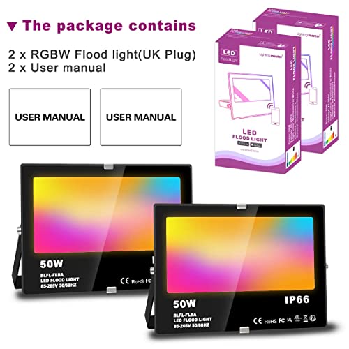 - Lighting master LED Floodlight 500W Equivalent 5000LM | Smart RGB Flood Lights Outdoor with APP Control | Colour Changing -