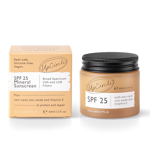 - UpCircle SPF 25 Mineral Sunscreen 60ml -Reef-Safe,Non-Nano Zinc Oxide and Lightweight-Raspberry Seed Oil -