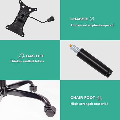 - T-THREE | Adjustable Office Chair | Ergonomic Mesh Swivel Chair | Lumbar Support | Seat for Home Office | Black -