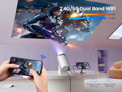 - Mini Projector【Auto Keystone & Short Throw】| 15000 Lumen WiFi Bluetooth Portable Phone Projector 4K -